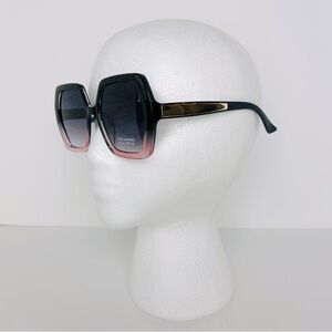 Sunglasses Women's Black Purple With Gold Hexagon Shaped Oversized Shades NEW